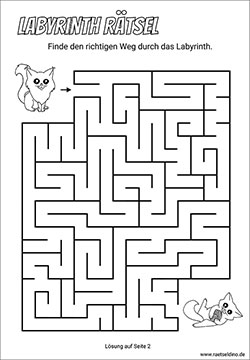 Labyrinth Rätsel für kinder mit Katzen