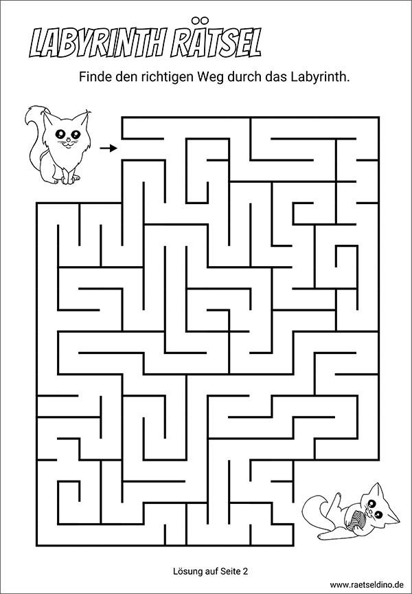 Labyrinth Rätsel für Kinder mit Lösung