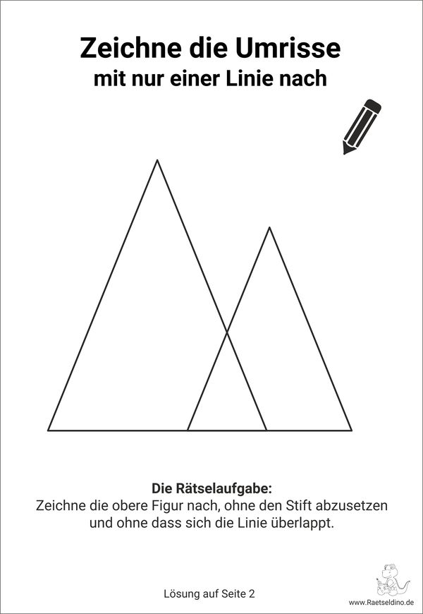 Rätsel Dreiecke mit nur einer Linie nachzeichnen