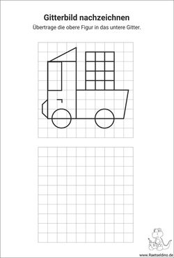 Lastwagen Gitterbild für Kinder ausdrucken