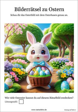 Bilderrätsel mit dem Osterhase und Ostereiern