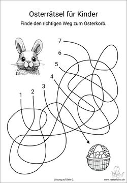 Finde den richtigen Weg Osterrätsel mit dem Osterhase