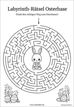 Labyrinth Osterhase kostenloses Rätsel