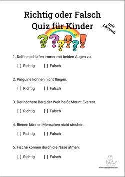 Richtig oder Falsch Kinderquiz kostenlos