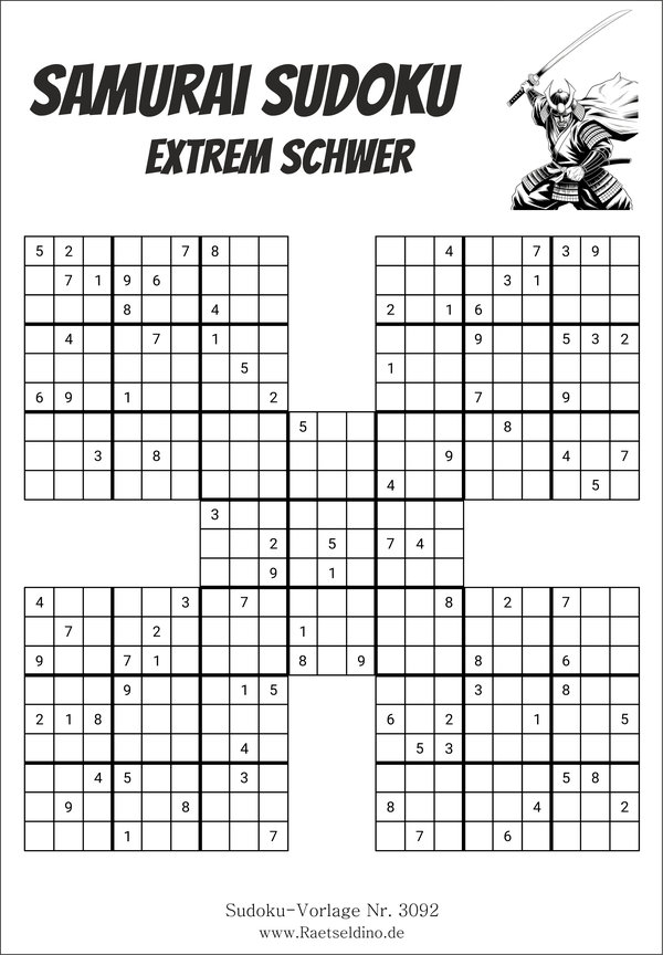 Samurai Sudoku extrem schwer drucken