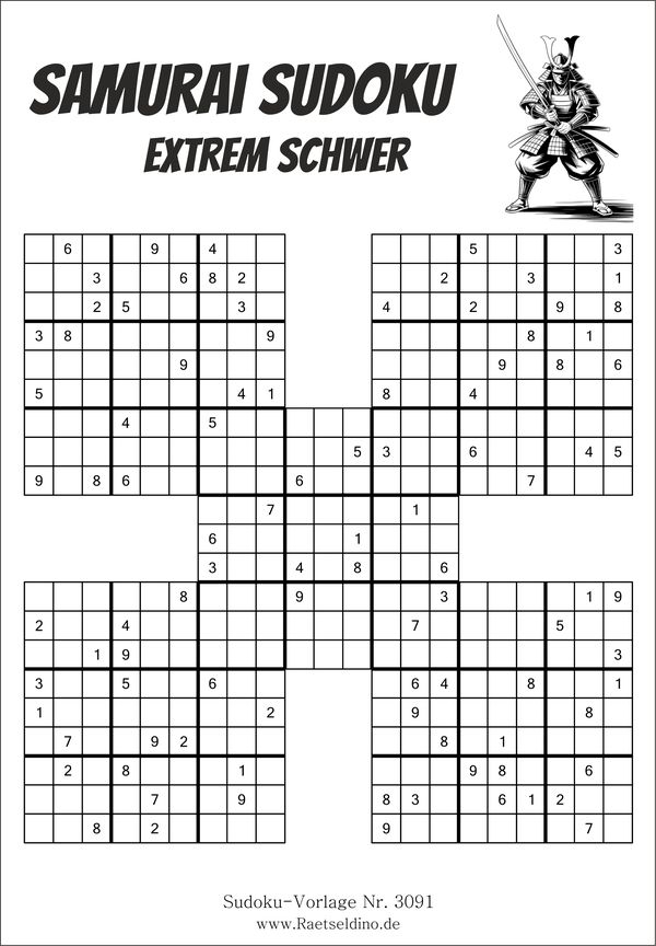 Samurai Sudoku extrem schwer
