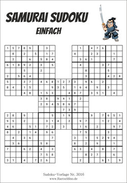 Samurai Sudoku für Anfaenger kostenfrei ausdrucken