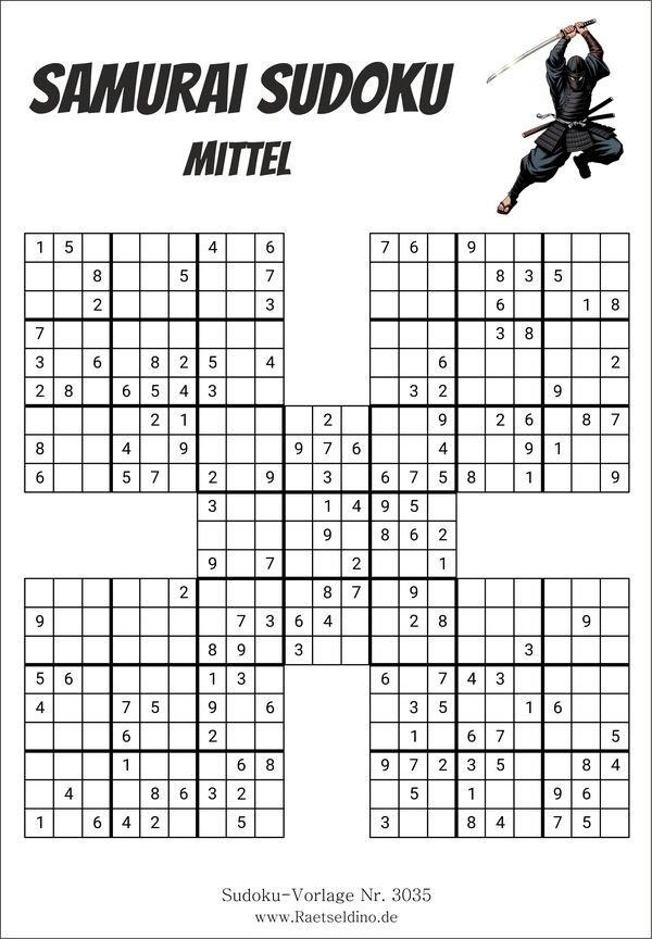 Samurai Sudoku kostenlos drucken