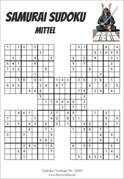 Samurai Sudoku mittel kostenfrei drucken