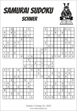 Samurai Sudoku schwer kostenlos drucken