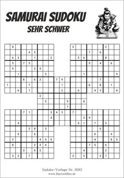 Samurai Sudoku sehr schwer gratis PDF-Vorlage