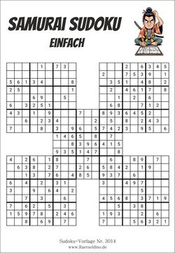 Samurai Sudoku Stufe einfach als gratis PDF