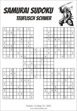 Samurai Sudoku teuflisch schwere als kostenlose Vorlage