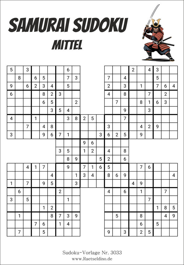 Samurai Sudoku zum Drucke
