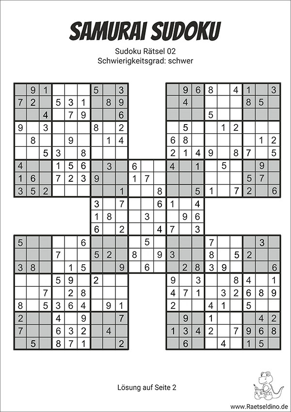 Samurai Sudoku Mit L sung Schwer