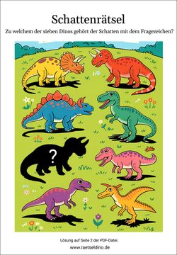 Schattenrätsel Dinosaurier Kinderrätsel