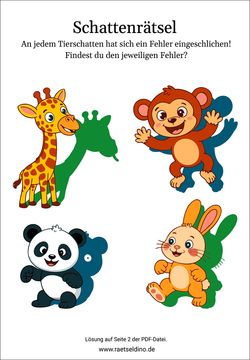 Schattenrätsel Tiere Kinderrätsel