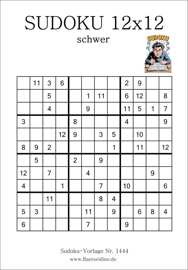 Sudoku 12x12 schwer kostenlos drucken