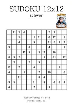Sudoku 12x12 schwer mit- Lösung als PDF