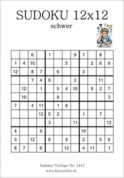 Sudoku 12x12 schwer Zahlenrätsel