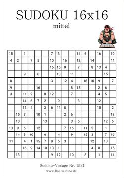 Kostenlose Sudoku 16x16 Stufe mittel