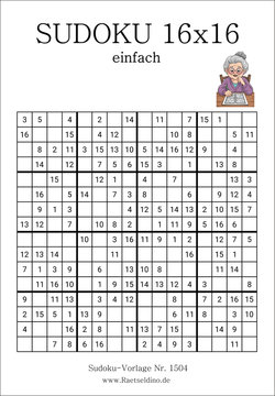Sudoku 16x16 einfach PDF Vorlage gratis download