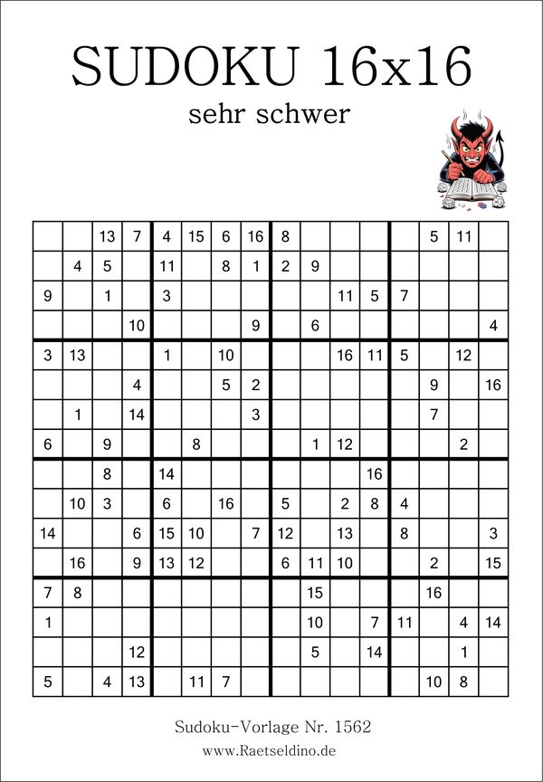 Sudoku 16x16 Hölle