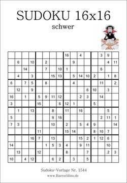 Sudoku 16x16 schwer mit Lösung kostenfrei drucken