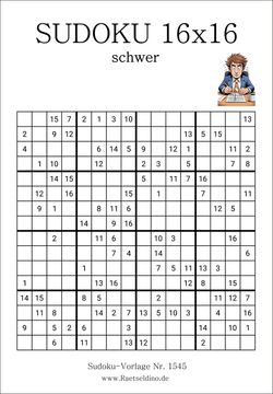 Sudoku 16x16 Stufe schwer als PDF gratis Download