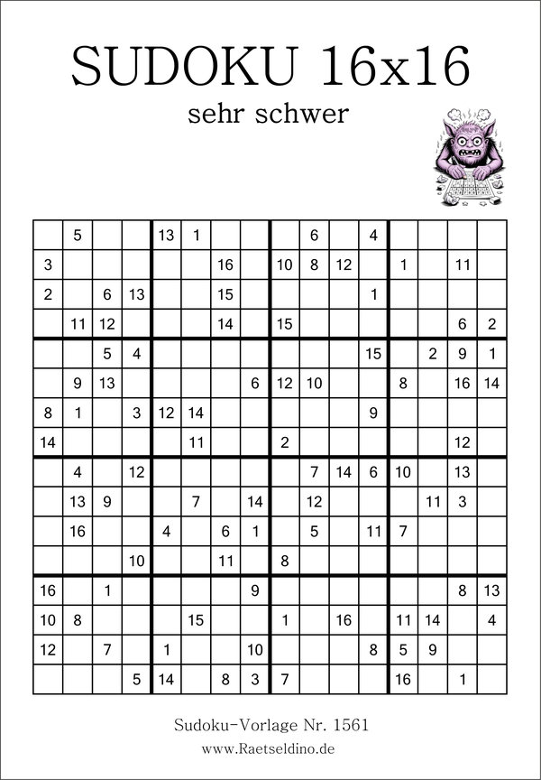 Sudoku 16x16 sehr schwer