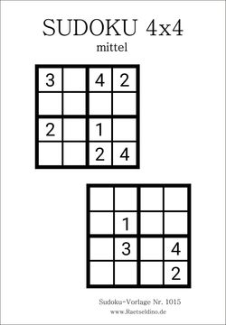 Sudoku 4x4 mit Lösung gratis ausdrucken