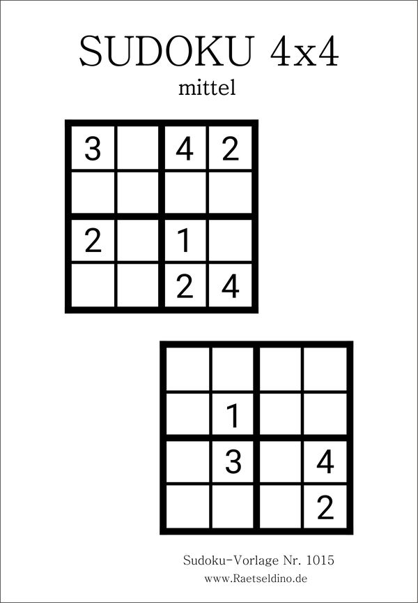 Sudoku 4x4 mit Lösung