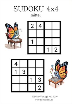 Sudoku 4x4 mittel gratis PDF herunterladen