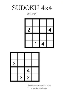 Sudoku 4x4 schwer kostenlos drucken
