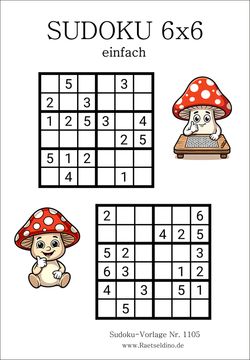 Sudoku 6x6 einfach mit Lösung gratis herunterladen