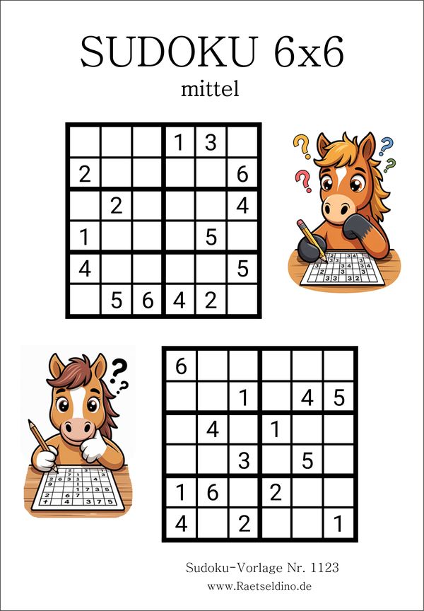 Sudoku 6x6 mittel ausdrucken