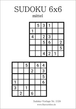 Sudoku 6x6 mittel kostenlos drucken und lösen