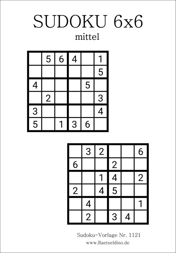 Sudoku 6x6 mittel