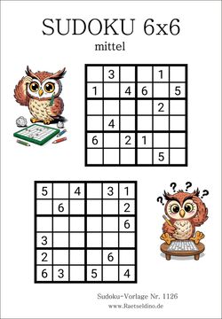 Sudoku 6x6 PDF mit Lösung drucken