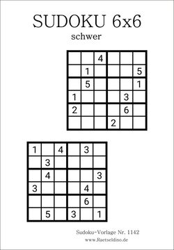 Sudoku 6x6 schwer ausdrucken kostenfrei