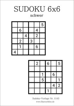 Sudoku 6x6 schwer gratis ausdrucken
