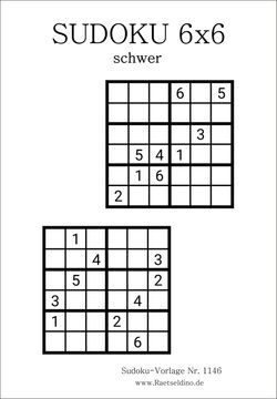Sudoku 6x6 sehr schwer kostenlos drucken