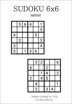 Sudoku 6x6 Stufe mittel kostenlos drucken