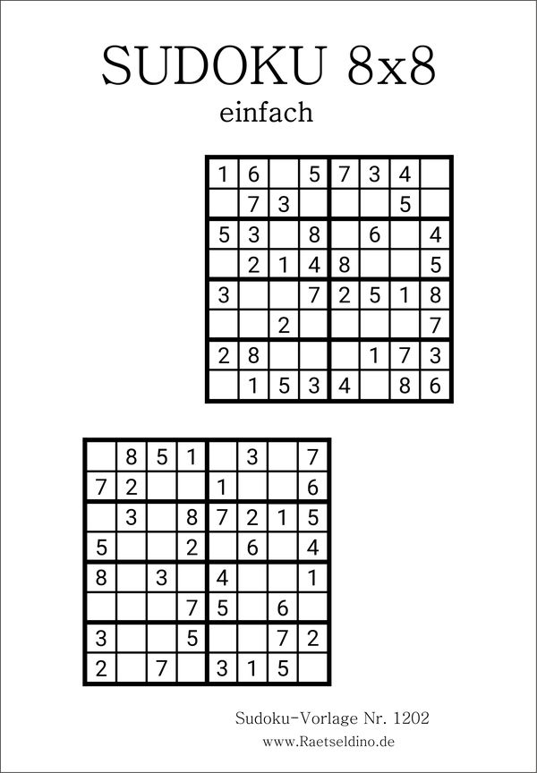 Sudoku 8x8 drucken