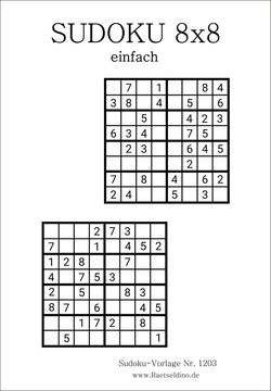 Sudoku 8x8 einfach kostenlos mit Lösung