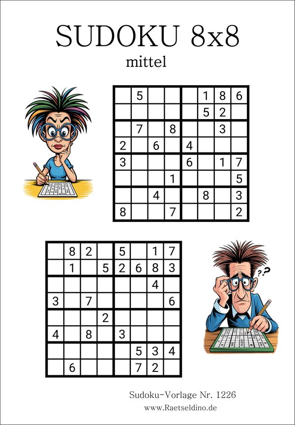 Sudoku 8x8 mittel mit Lösung download