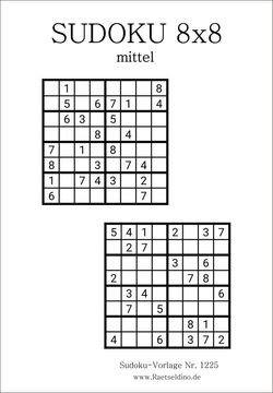 Sudoku 8x8 mittel PDF gratis Vorlage