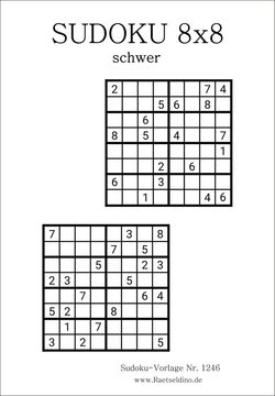 Sudoku 8x8 schwer gratis PDF mit Lösung