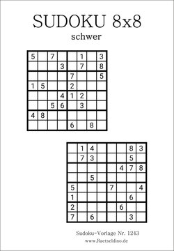Sudoku 8x8 schwer gratis PDF zum Herunterladen