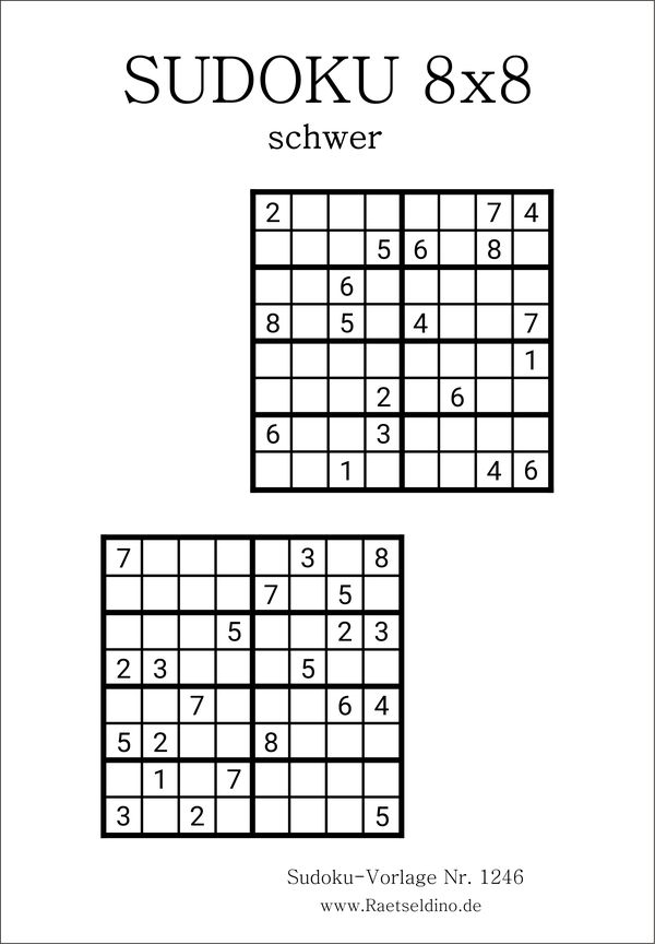 Sudoku 8x8 schwer mit Lösung
